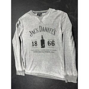 Jack Daniels Whiskey Bourbon Soft Grey Light Waffle Knit Shirt Jersey Mens M